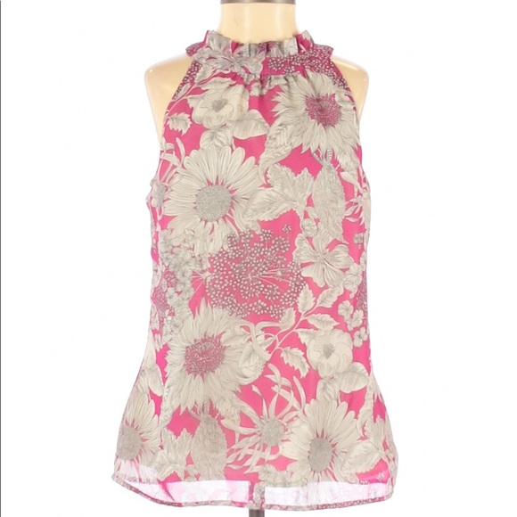 LIBERTY OF LONDON FUCHSIA FLORAL HALTER NECK TOP - Picture 1 of 2